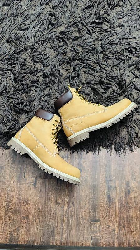 Black & Yellow Premium LEATHER Boots(Lark & Finch)(Top Quality) 1