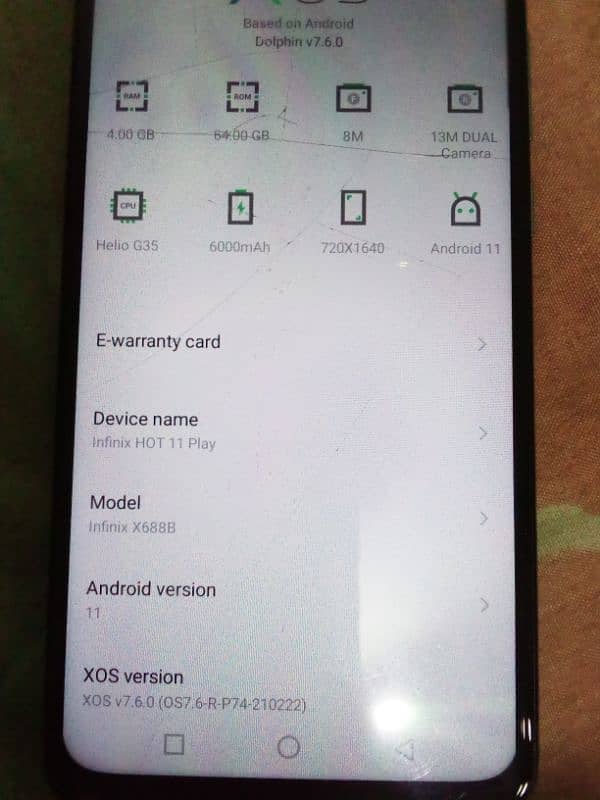 infanix hot 11 palye 4 GB ram 64 gb satore 2