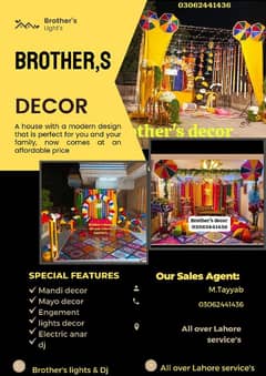 Mayo decor/mandi decor/dolki decor/lights decor/Dj/flower decor