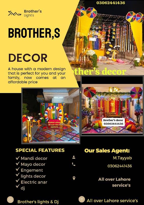 Mayo decor/mandi decor/dolki decor/lights decor/Dj/flower decor 0