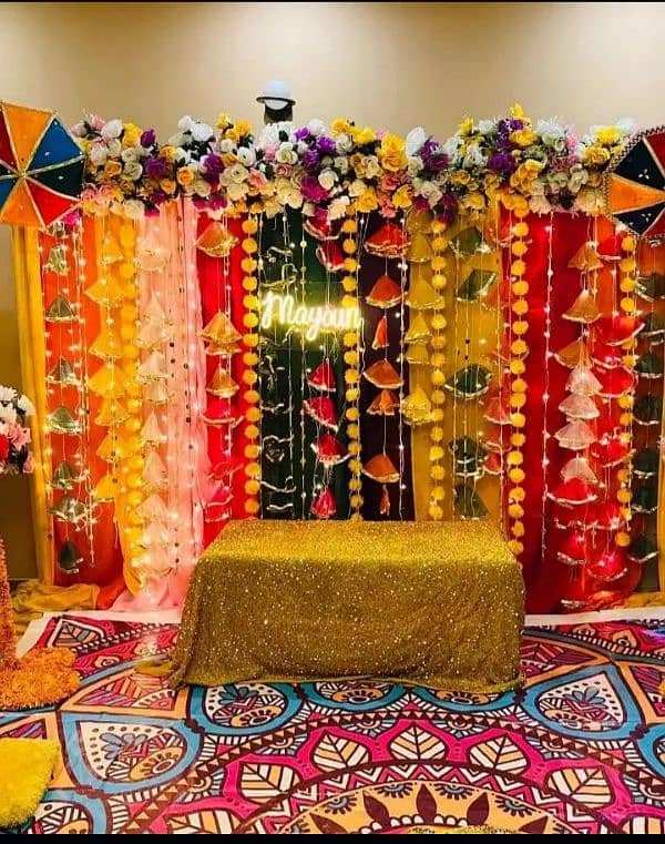 Mayo decor/mandi decor/dolki decor/lights decor/Dj/flower decor 1