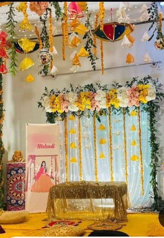 Mayo decor/mandi decor/dolki decor/lights decor/Dj/flower decor 2