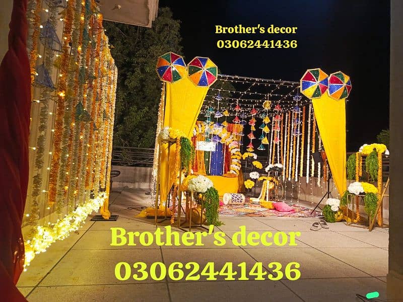 Mayo decor/mandi decor/dolki decor/lights decor/Dj/flower decor 11