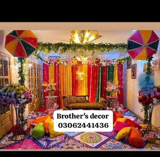 Mayo decor/mandi decor/dolki decor/lights decor/Dj/flower decor 13