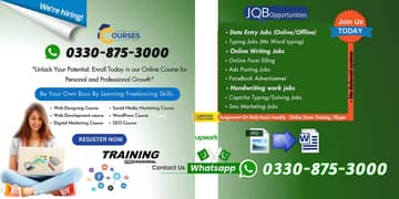 We offer handwriting assignment work /online jobs, data entry jobs, a