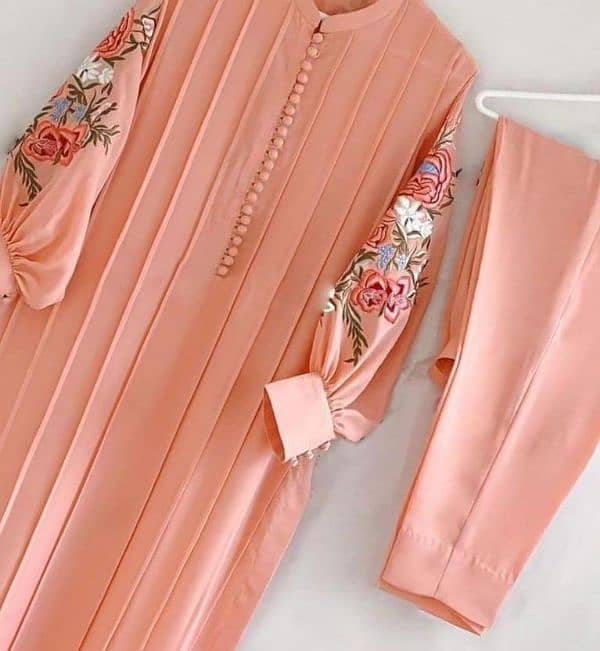 2 pcs woman stitching linen shirt/trouser 1