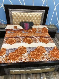 bed with side tables for sale in Lahore.