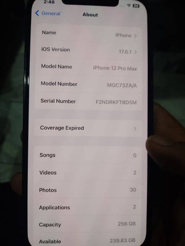 I phone 12 pro max  256gb 84% battery health 9