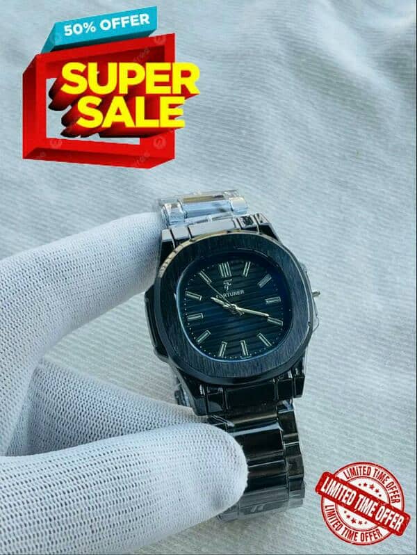 (LIMITED SALE) Black Classic Patek Fortuner Watch For Men & Boys 0