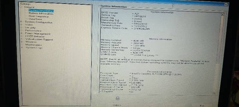 dell E6420 4gb/320 corei3 without battery 1