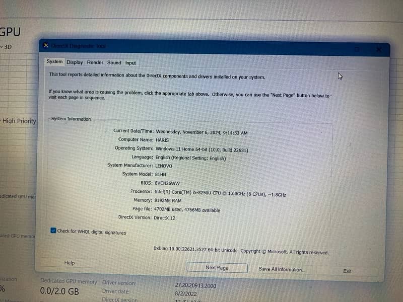 Lenovo Laptop Core i5 8th Generation + 2GB AMD dedicated GPU 4