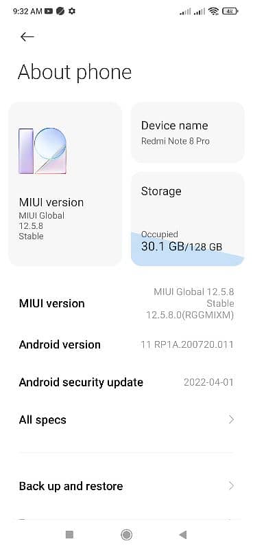 Redmi 8pro 6GB 128 BAKE DAMGE A TO Z OK ONLY SET 3 DAYS CHEK WRNTY 1