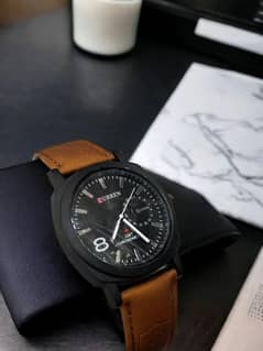 Men's Leather Strap Watch 0