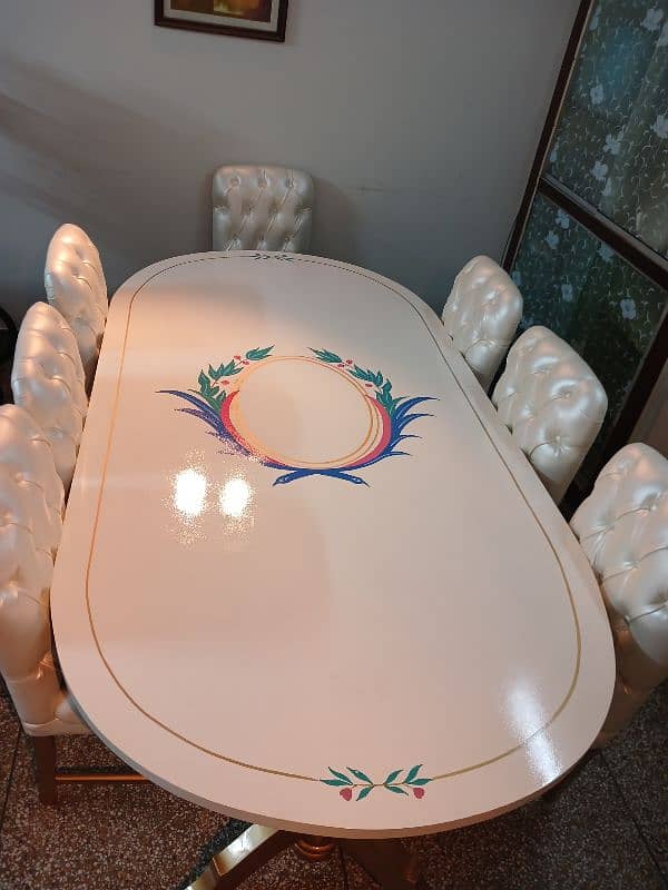 solid stylish dinning table/ deco luxury hand painted top 2