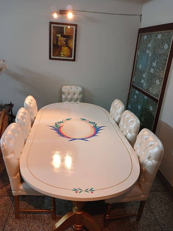 solid stylish dinning table/ deco luxury hand painted top 3