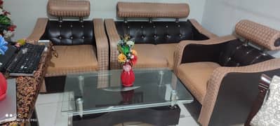 Four Seaters Sofa Set With Clean Glass Table 0