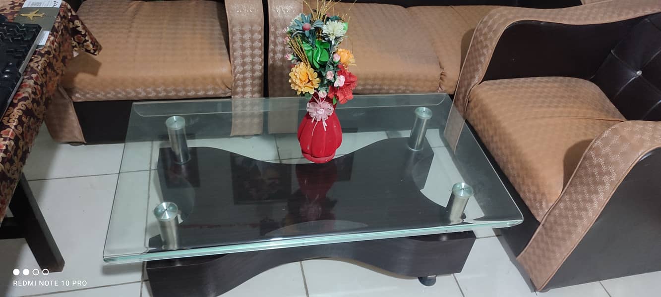 Four Seaters Sofa Set With Clean Glass Table 5