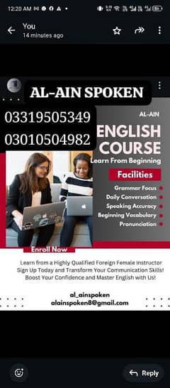 Spoken English Course/Foreign Qualified Female Instructor