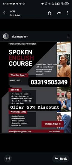 Spoken English Course/Foreign Qualified Female Instructor 0