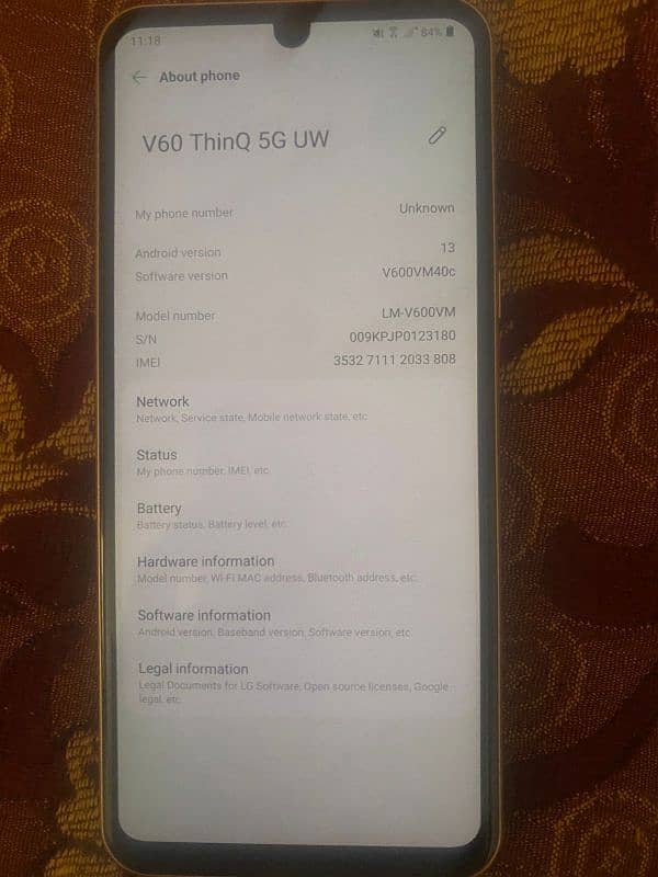 Lg v60 thinq non pta 5