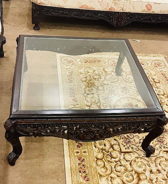 woden  luxuary chinioti center table and two side tables for sale 2