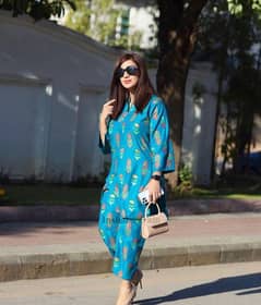 2 pc women stitch printed suit