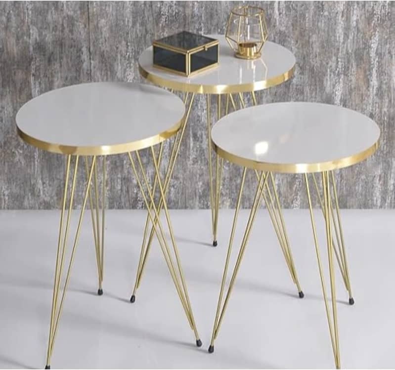 COFFEE TABLE MARBLE TEXTURE SIDE TABLES SET OF 3PCS 1