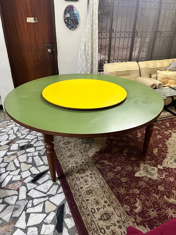 Dinning table 7 ft Round with revolving top for sale 0