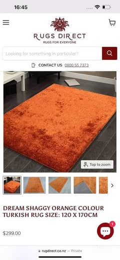 SHAGGY ORANGE COLOUR TURKISH RUG SIZE: 2 meter×3 meter