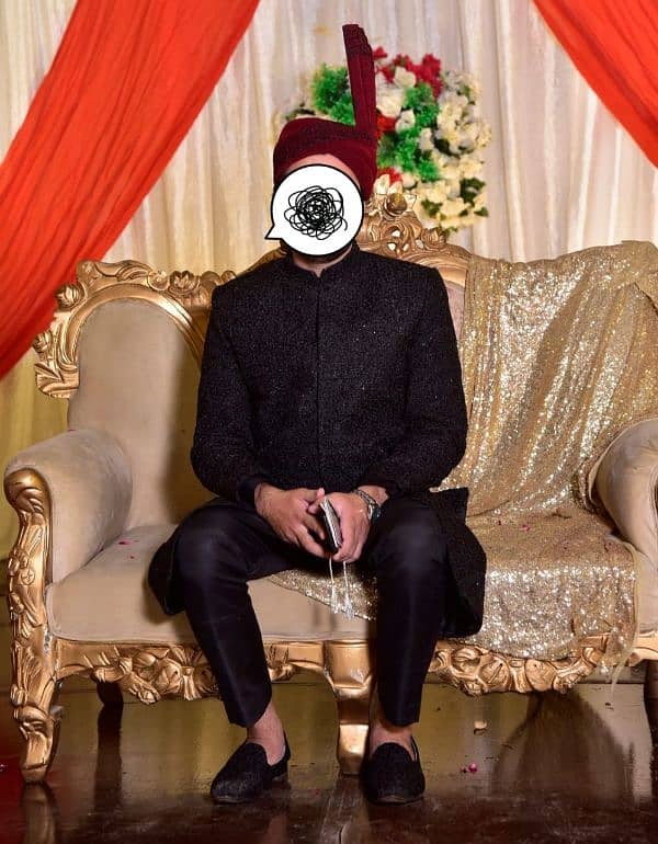 Black Sherwani Decent Groom Dress 1