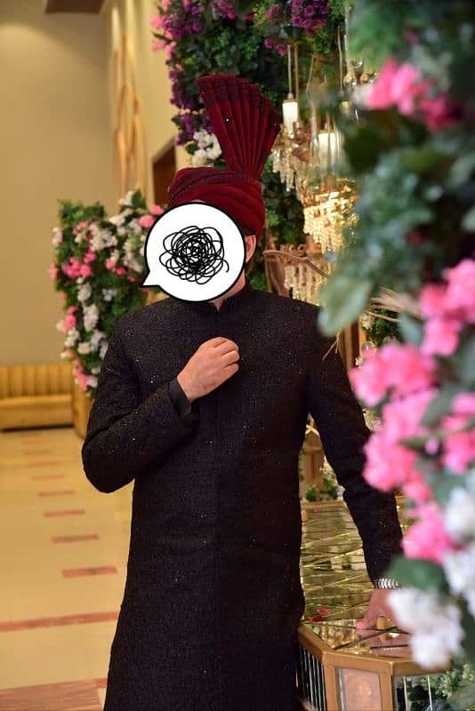 Black Sherwani Decent Groom Dress 2