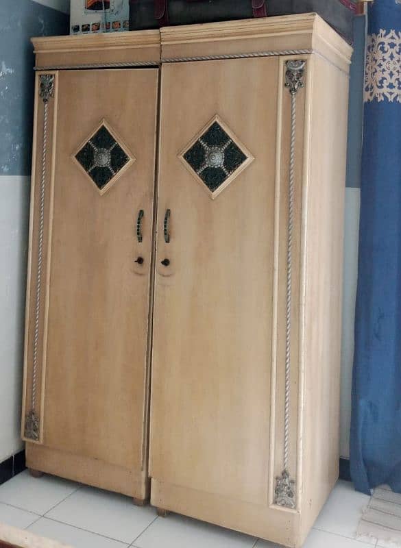 Wooden Bed and Cupboard 0