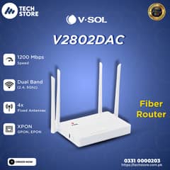 Vsol V2802DAC Fiber Optic Wifi Router Gpon/Epon/Xpon speed (Box Pack)