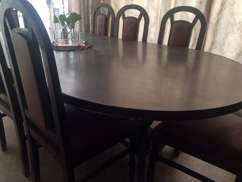 Real wood 12x24 meters Dining table along with 8 chairs 0