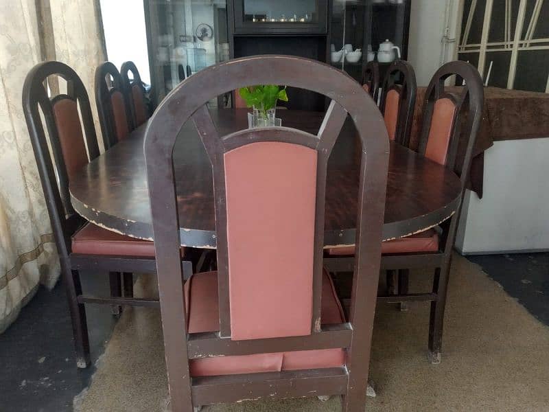 Real wood 12x24 meters Dining table along with 8 chairs 3