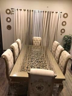 Dining Set 8 Chairs Versace wooden 0