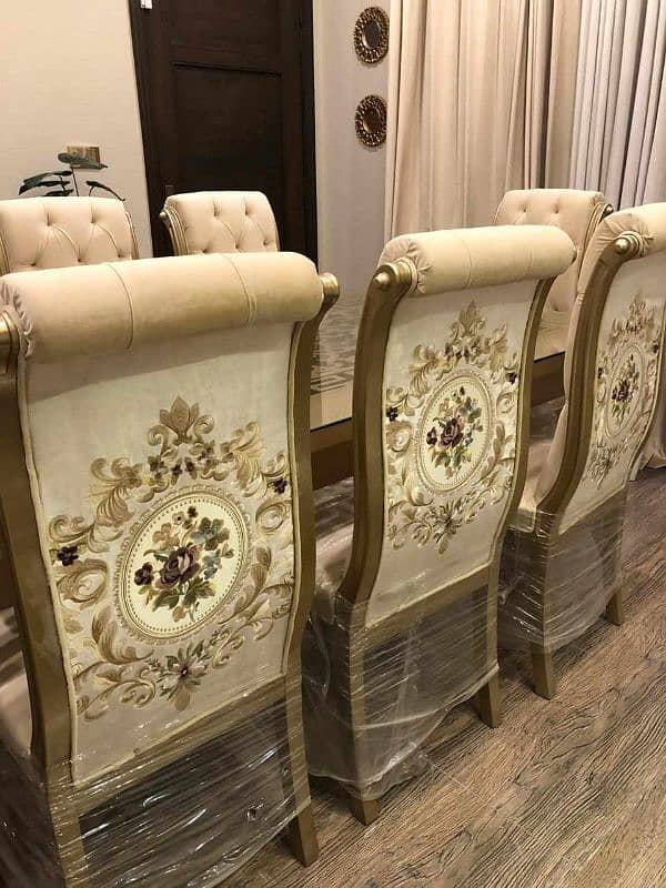 Dining Set 8 Chairs Versace wooden 1