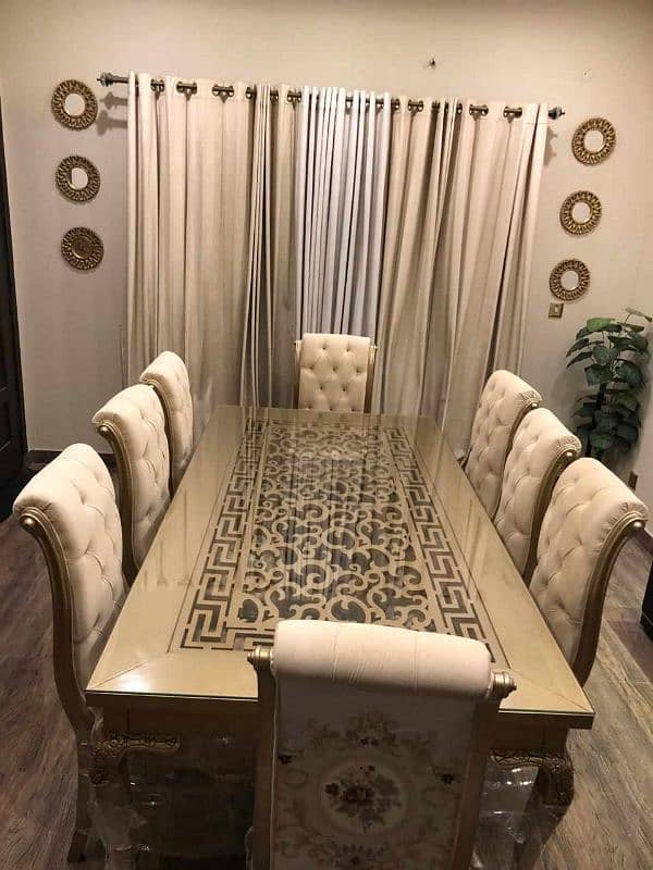 Dining Set 8 Chairs Versace wooden 2