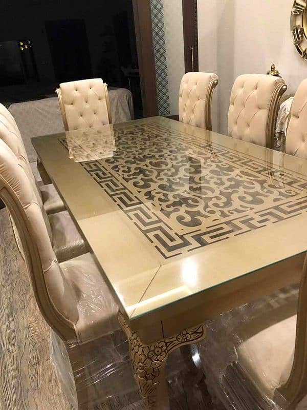 Dining Set 8 Chairs Versace wooden 4