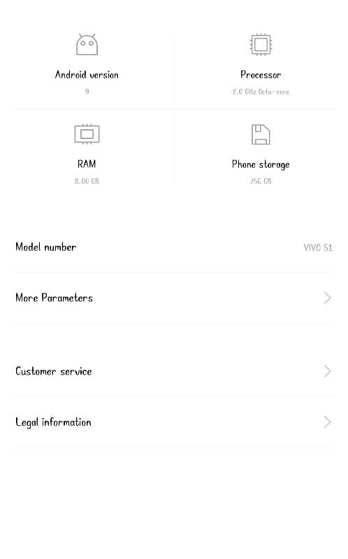 vivoS1 8GB Ram 256GB memory 4