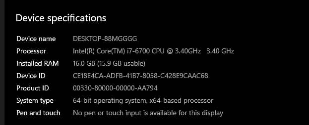 Core i7-6700 CPU @ 3.40GHz   3.40 GHz | 16 GB DDR4 RAM |Tower|450 watt 2