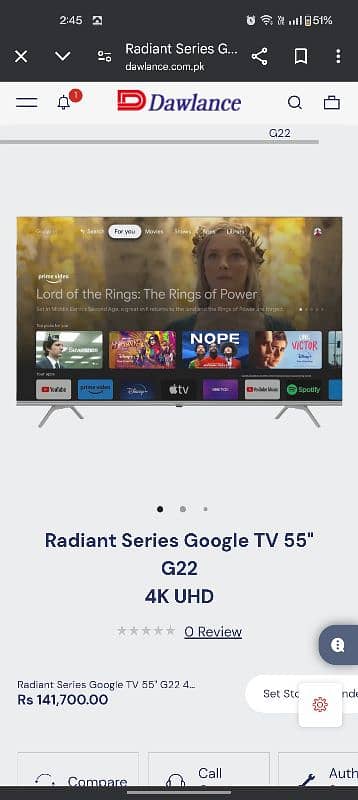 Dawlance Radiant Series Google TV 55" G22 4K UHD 3