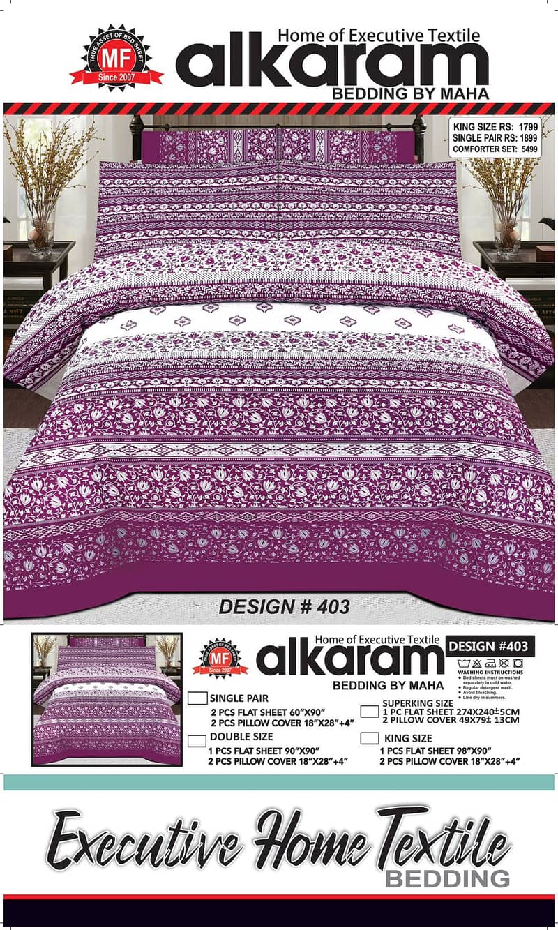 Double Bed 6 Pcs Mix Cotton Printed Comforter Set 3