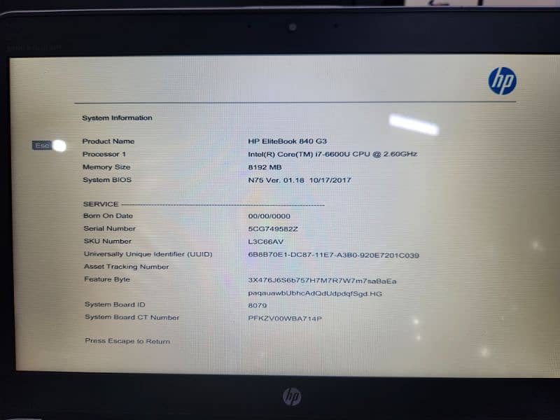 HP 840 G3 i7 - 6th gen 8gb ram 1