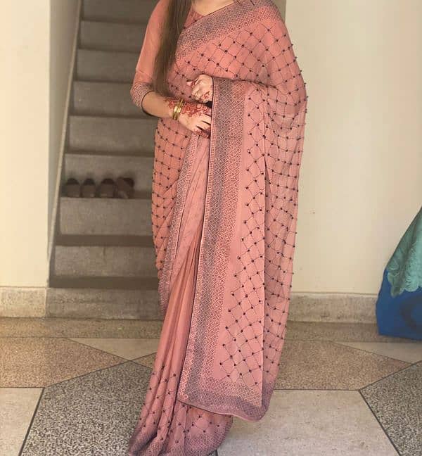 Tea Pink Beautiful Saree 0