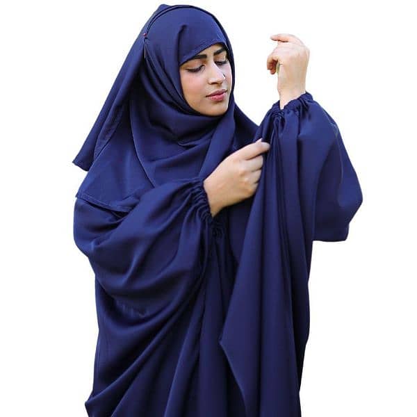 kaftan Abaya with Elastic cuffs and hijab 3