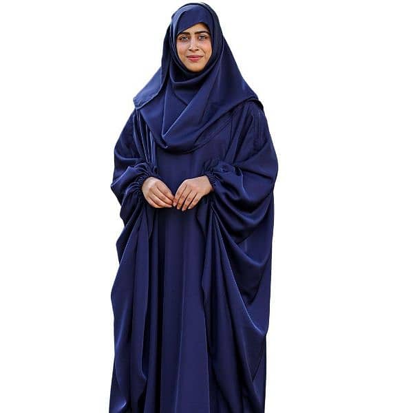 kaftan Abaya with Elastic cuffs and hijab 4