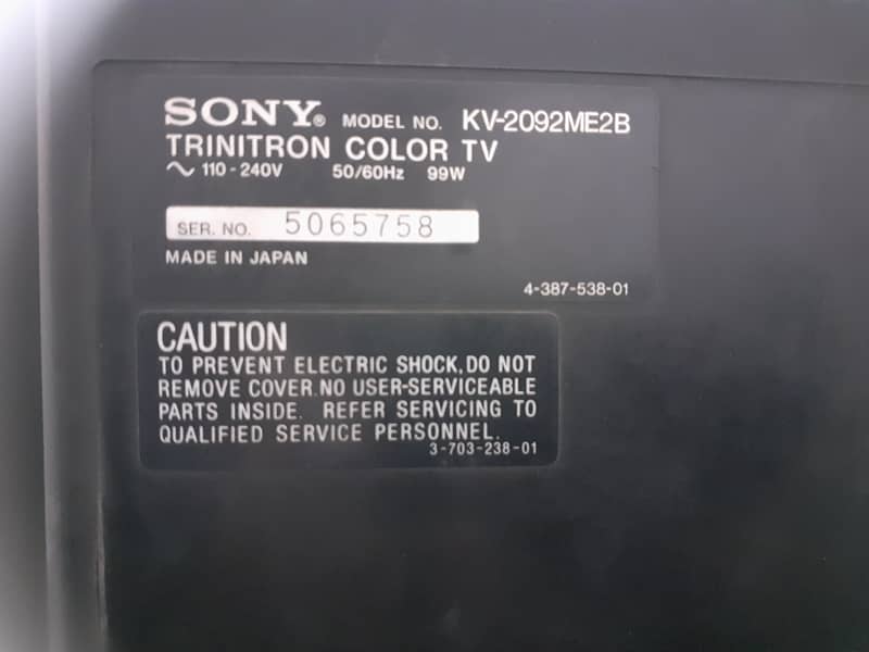 Japani TV (Sony KV-2092ME2B) Colored Trinitron (High-Quality Picture) 2