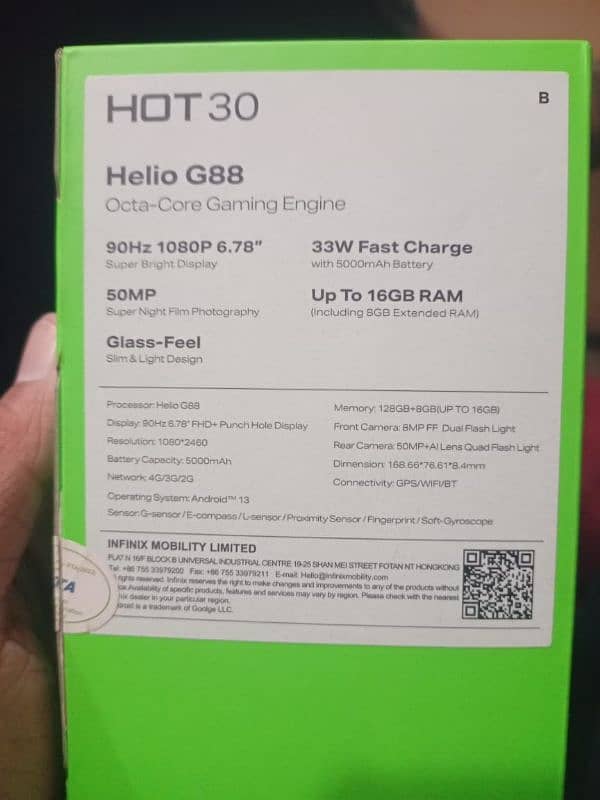 Infinix Hot 30 8+8/128 PTA Approved 8