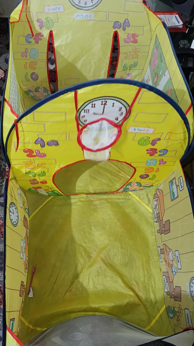 Wisdom House Yellow Pop Up Tent with Hoop and Ball Pit - 6 ft approx 1